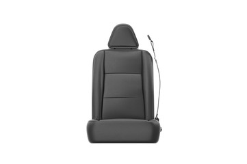 Car seat black leather, front view. 3D rendering - 199502753