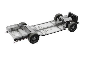 Chassis frame car with wheel. 3D rendering