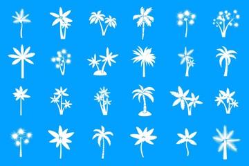 Palm tree icon blue set vector