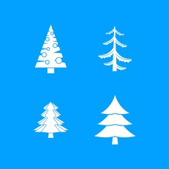 Fir tree icon blue set vector