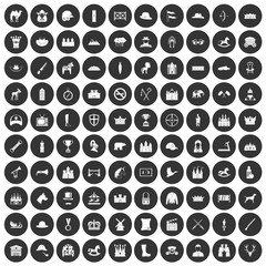 100 horsemanship icons set black circle