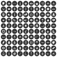 100 human health icons set black circle