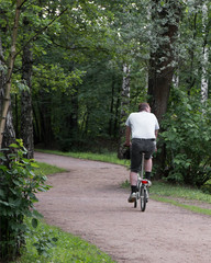 Fototapeta premium bicycler in forest park