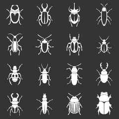 Bugs icons set grey vector