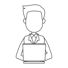 Businessman working with laptop vector illustration graphic design