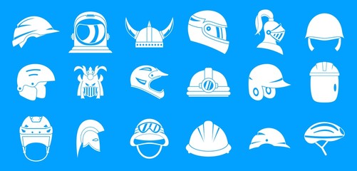 Helmet icon blue set vector