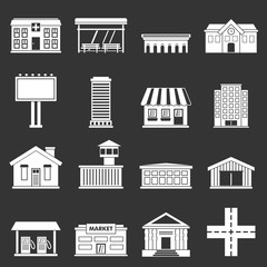 City infrastructure items icons set grey vector