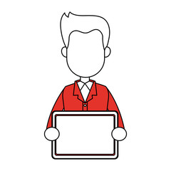Businessman with tablet vector illustration graphic design