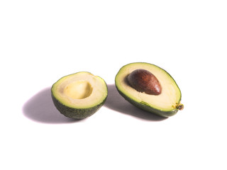 isolated sliced avocado on the white background