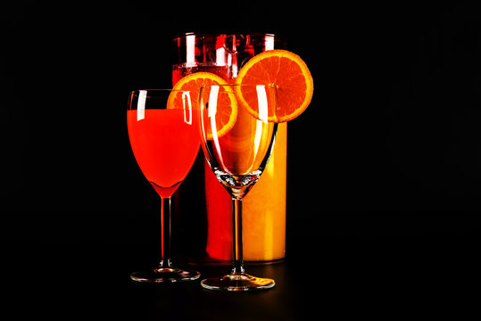 cocktail based on Campari liqueur and orange juice, famous Italian refreshing drink