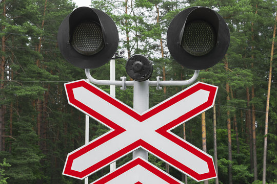 Railway semaphore in the forest