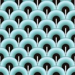Obraz premium Seamless cyan and white vintage waves blend pattern vector