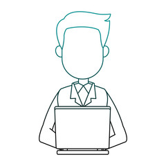Businessman working with laptop vector illustration graphic design