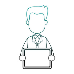 Businessman with tablet vector illustration graphic design