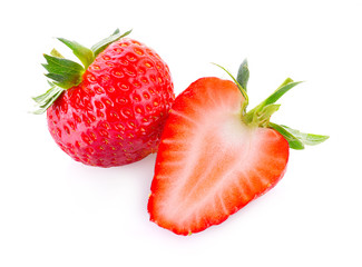 Fresh strawberries isolated on white background.