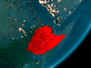 Ethiopia from space at night