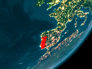 Portugal from space at night