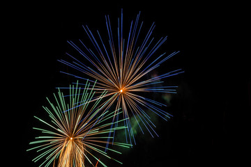 Blue and Green Firework burst 