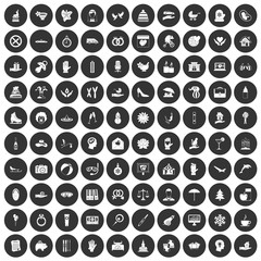 100 joy icons set black circle