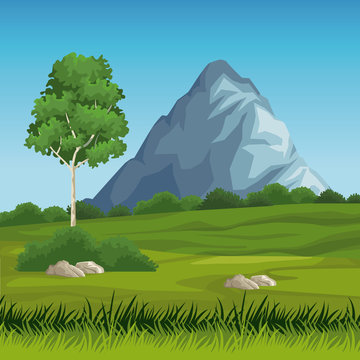 Beautiful nature landscape with mountains vector illustration graphic design