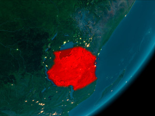 Tanzania from space at night