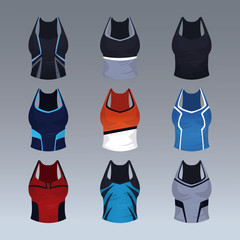 Set of sport blouses for womens vector illustration graphic design