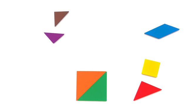 tangram shaped like different shapes of candle on white