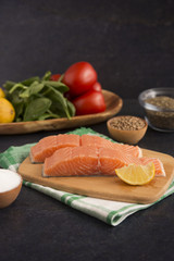 Beautiful Pink Salmon on a Slate Counter