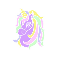 Purple unicorn head icon on the white background
