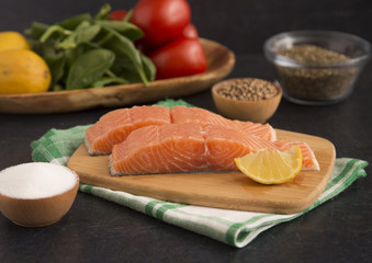 Beautiful Pink Salmon on a Slate Counter