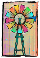Colorful Windmill - Colorful windmill on an abstract background. Eps10
