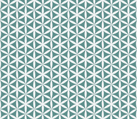 Seamless cyan and white hexagonal floral pattern vector