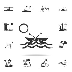 Boat with paddle icon. Detailed set of beach holidays icons. Premium quality graphic design. One of the collection icons for websites, web design, mobile app