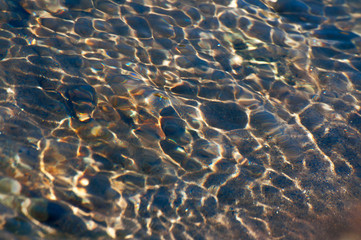 Abstract image of underwater reflection of subeams , Sikkim, India