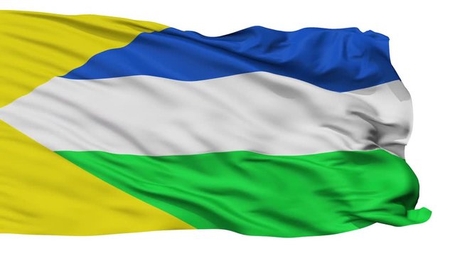 Hato  flag, city of Colombia, realistic animation isolated on white seamless loop - 10 seconds long (alpha channel is included)
