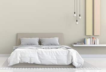 3D rendering of interior modern bedroom with decorations.