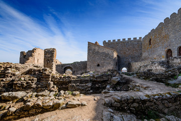 view of the castle of Montanchez, Caceres, Extremadura, Spain