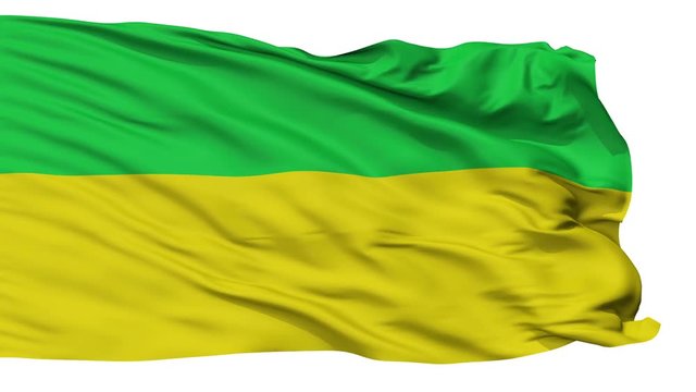 Junin  flag, city of Colombia, realistic animation isolated on white seamless loop - 10 seconds long (alpha channel is included)