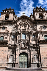 Fototapeta na wymiar March 30, 2018 - Cusco, Peru: Plaza de Armas and Church of the Society of Jesus or Iglesia de la Compania de Jesus