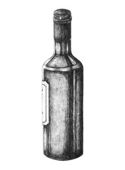 Hand drawn wine bottle isolated