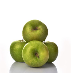 green apples isolated on white background