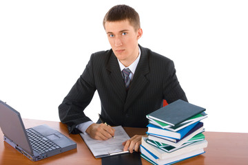 young successful businessman with laptop