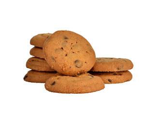 Chocolate chips cookies isolated on white