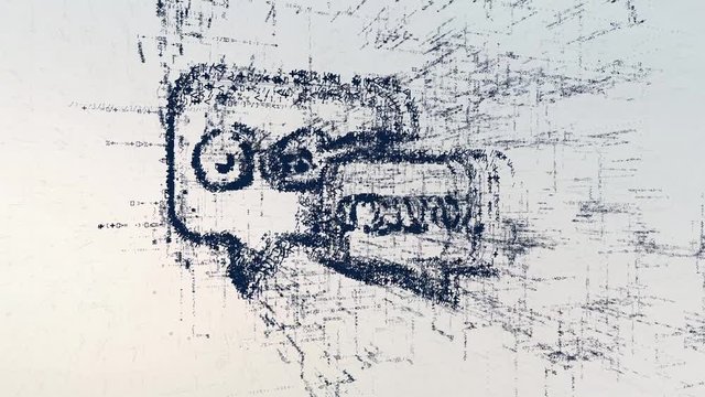 Conversation logo, a design consisting of a code of numbers and a symbol. Abstract dialogue icon in computer cyber network on a light background