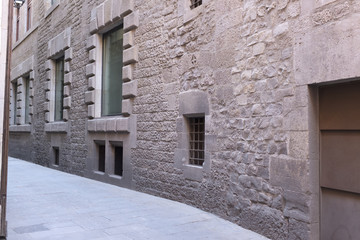 Fototapeta na wymiar Calle del gotico de Barcelona, parte antigua de la ciudad capital de Catalunya
