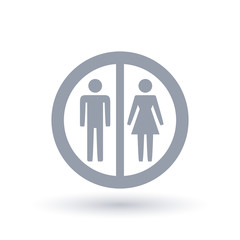 Male and female gender sign in circle outline. Woman and man icon. Ladies and mens silhouette symbol. 