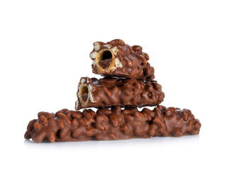 Chocolate coating wafer isolated on a white background