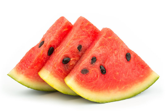 Slices of watermelon isolated on white background