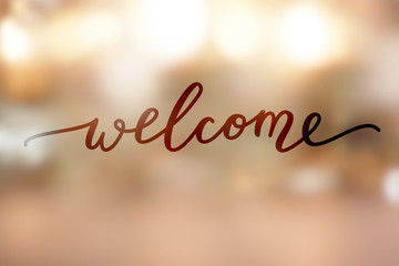 lettering on golden blurred background