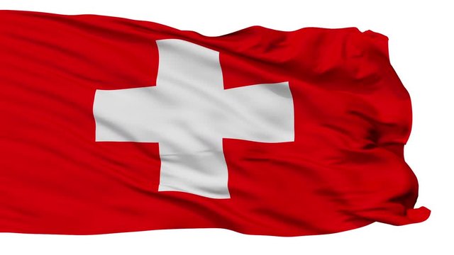 Mompox flag, city of Colombia, realistic animation isolated on white seamless loop - 10 seconds long (alpha channel is included)
